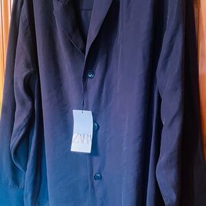 Zara Black Button Down Shirt - Size L